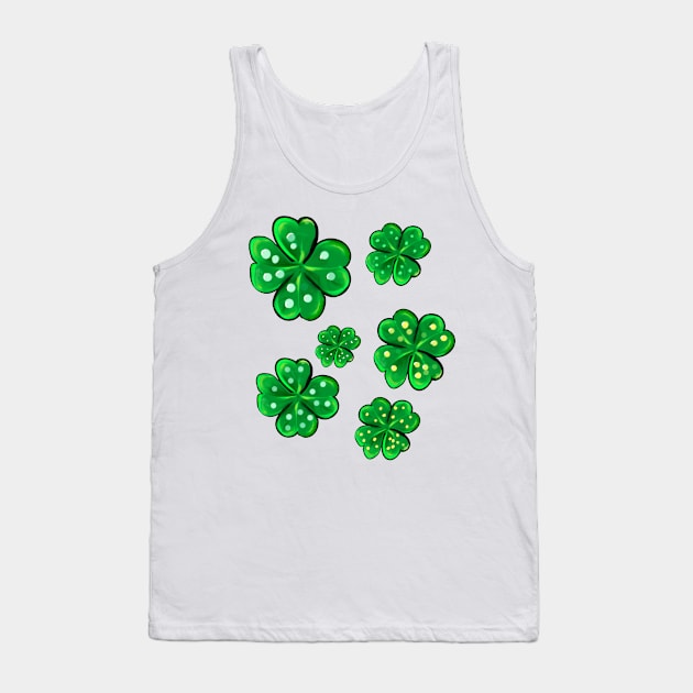 Clover Shamrocks - green 4 leaf clovers shamrock. Shenanigans The best Irish gift ideas 2024 Tank Top by Artonmytee